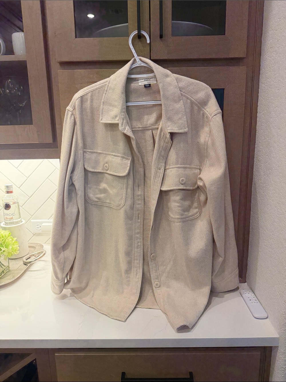 American Eagle Outfitters Beige Overshirt Jacket